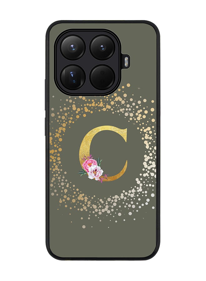 Stylizedd For Xiaomi 15T Pro Case,Slim fit Camera Protection, Shockproof Thin Phone cover  - Custom Monogram Floral - C  (Olive Green ) - Image 1